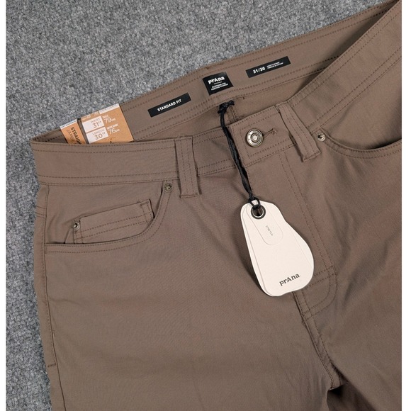 Prana Brion Pant Mens 31x30 Mud Brown Standard Fit Straight Leg Stretch NWT